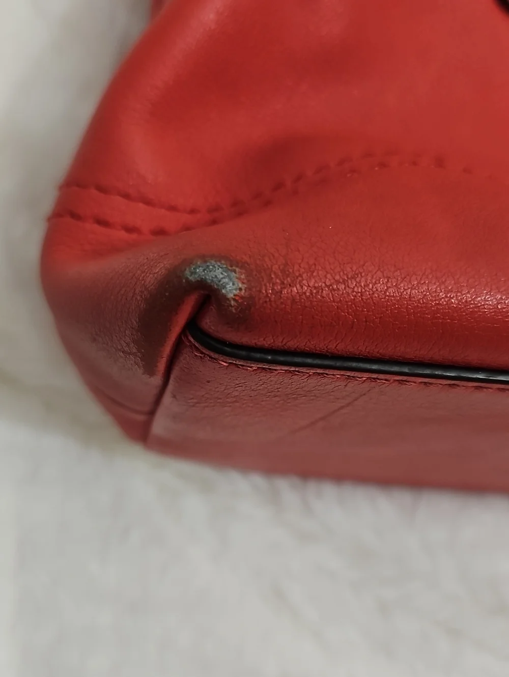 Coach Mini Rory Satchel Handbag Red Leather Silver Hardware Tassels